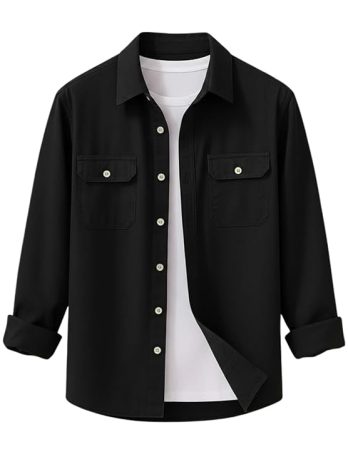DEELMO Men’s Stylish Cotton Blend Casual Shirt || Full Sleeve Button-Down Shirt with Dual Flap Pockets || Comfortable Breathable Fabric || Perfect for Casual Office and Outing Wear
