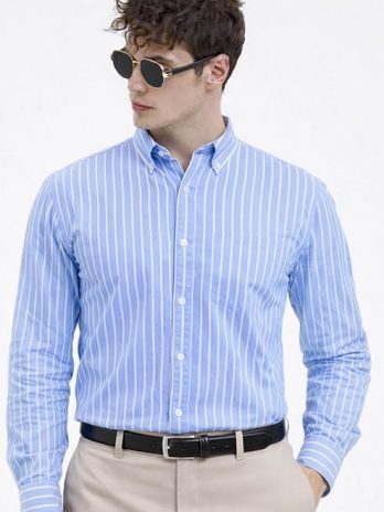 U TURN Men’s Casual Printed Striped Stylish Latest Formal Shirt for Men